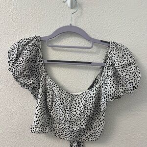 Altar’d State Polka Dot Puff Sleeve Crop Top